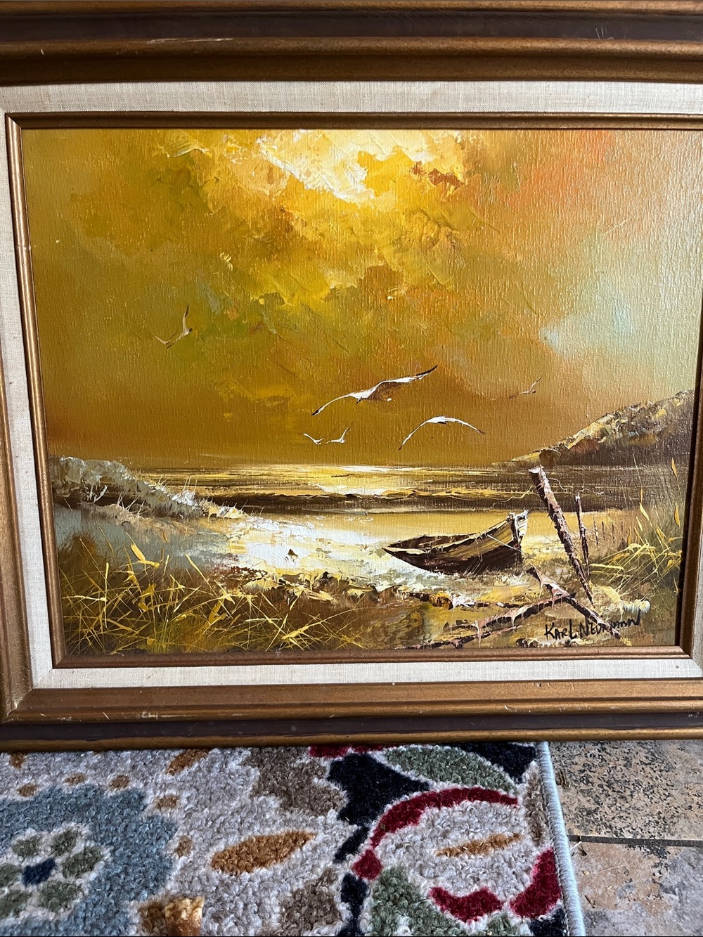 Golden Seaside Canvas Painting by
